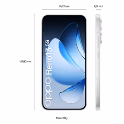 OPPO Reno13 AI Smartphone, Tripla fotocamera 50+8+2MP, Selfie 50MP, Display 6.59” 120HZ AMOLED FHD+, , RAM 12GB(Esp4GB/8GB/12GB)+ROM 256GB, , Plume White - Vista aggiuntiva 6