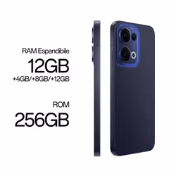 OPPO Reno13 AI Smartphone, Tripla fotocamera 50+8+2MP, Selfie 50MP, Display 6.59” 120HZ AMOLED FHD+, , RAM 12GB(Esp4GB/8GB/12GB)+ROM 256GB, , Luminous Blue - Vista aggiuntiva 5