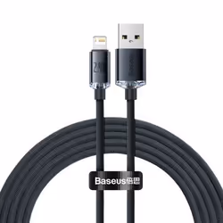 Baseus Crystal Shine, 2 m, Lightning, USB A, Maschio, Maschio, Nero