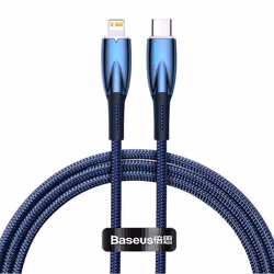 Baseus Glimmer, 1 m, Lightning, USB C, Maschio, Maschio, Blu