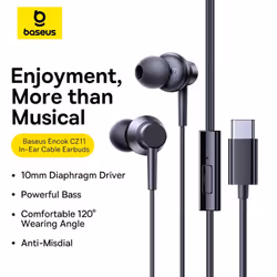 Baseus ENCOK CZ11 WİRED EARPHONES CLUSTER BLACK cuffia e auricolare Cablato In-ear Chiamate/Musica/Sport/Tutti i giorni Nero