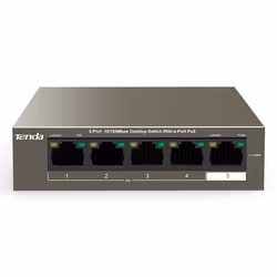 Tenda TEF1105-4-63W, Non gestito, Fast Ethernet (10/100), Supporto Power over Ethernet (PoE), Montaggio rack, Montaggio da de ...