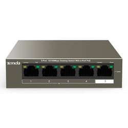 Tenda TEF1105-4-63W switch di rete Non gestito Fast Ethernet (10/100) Supporto Power over Ethernet (PoE) Montaggio da desktop/parete Grigio