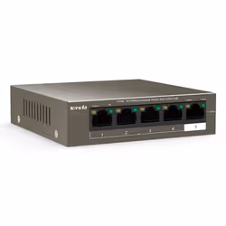 Tenda TEF1105-4-63W switch di rete Non gestito Fast Ethernet (10/100) Supporto Power over Ethernet (PoE) Montaggio da desktop/parete Grigio
