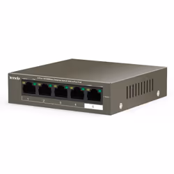 Tenda TEF1105-4-63W switch di rete Non gestito Fast Ethernet (10/100) Supporto Power over Ethernet (PoE) Montaggio da desktop/parete Grigio