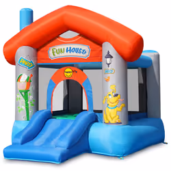 Castello Giostra Gonfiabile con Pompa Happy Hop Fun House - Vista aggiuntiva 4