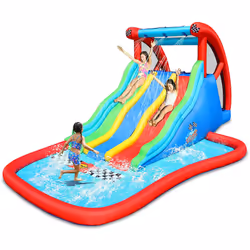 Castello Giostra Gonfiabile Acquatico Triple Racing Thunder con Pompa Happy Hop