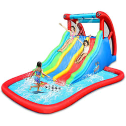 Castello Giostra Gonfiabile Acquatico Triple Racing Thunder con Pompa Happy Hop