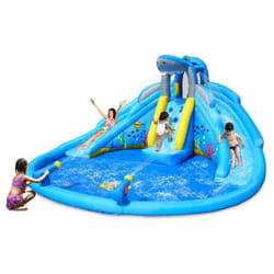 Castello Giostra Gonfiabile Acquatico Shark Splash Center con Pompa Happy Hop