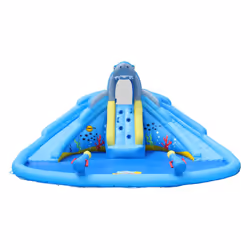 Castello Giostra Gonfiabile Acquatico Shark Splash Center con Pompa Happy Hop