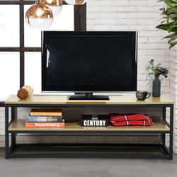 Les Tendances - Mobile tv Televisore Legno Metallo Libreria 2 Ripiani Design Moderno Industriale