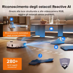 Roborock Qrevo Edge 2X Robot Aspirapolvere Lavapavimenti, Aspirazione HyperForce® 25.000 Pa, Stazione Multifunzione con Lavaggio Panni a 80°C e Asciugatura ad Aria Calda a 55°C, FlexiArm™, Sistema Anti-Groviglio DuoDivide™, Reactive AI - Vista aggiuntiva 8