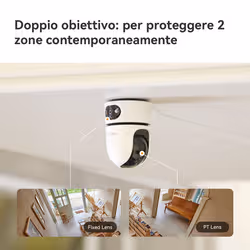 Imou Ranger Dual Pro 10MP Telecamera da interno, motorizzata, con doppia ottica 5MP+5MP, sirena integrata e faretto, tasto di chiamata, rilevamento suoni anomali/umano/animale, smart tracking, funzione privacy, visione notturna, comunicazione bidirezionale, Wi-fi 2.4Ghz, Dual Band, registrazione su Micro SD (fino a 512GB) - NVR o Cloud. Certificazione GDPR. - Vista aggiuntiva 2