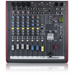 Allen & Heath ZED60-10FX mixer audio 6 canali Nero, Rosso