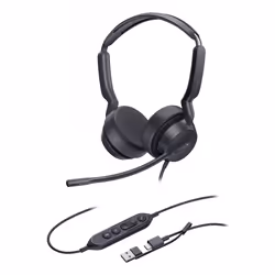 Yealink UH42 Dual UC USB-C/A Auricolare Cablato A Padiglione Musica e Chiamate USB Type-C / USB Type-A Nero - Vista aggiuntiva 2