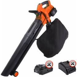 Yardforce - Yard Force Soffiatore a doppia batteria 20V lb C20W, velocità aria 200 km/h, con sacco di raccolta da 45 lt, funzione aspirante/soffiante