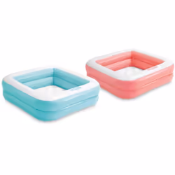 Intex Piscina Baby Rettangolare Cm 86X86X25, Piscina gonfiabile, 57 L, Quadrato, 1 anno/i, Vinile, Verde, Rosa, Bianco