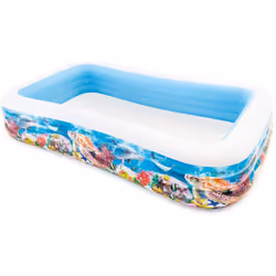 • Piscina gonfiabile rettangolare Swim Center Pesci • Simpatica stampa multicolore a tema fondo oceanico con creature marine ...