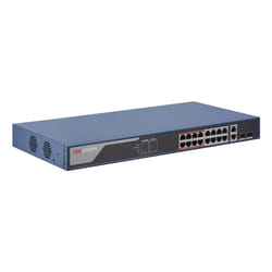 Hikvision DS-3E1318P-EI switch di rete Gestito Fast Ethernet (10/100) Supporto Power over Ethernet (PoE) 1U Blu