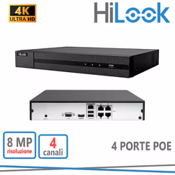 Hilook Nvr-104Mh-C / 4P Nvr con 4 canali 1080P Ip Poe Nvr Cctv Videoregistratore Risoluzione massima 8Mp 4K per la registrazi ...