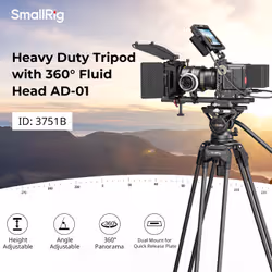 SmallRig 3751B treppiede Videocamera portatile 3 gamba/gambe Nero - Vista aggiuntiva 2