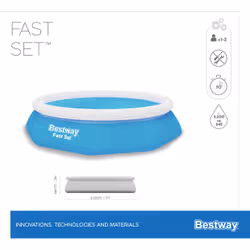 Bestway Fast Set 57456 piscina fuori terra Piscina con bordi/gonfiabile Piscina rotonda Blu, Bianco - Vista aggiuntiva 7