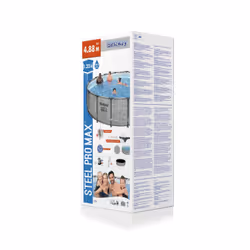 Bestway Steel Pro Piscina tonda mis. 488x122 cm, duraplus, colore effetto rattan, stampa interna realistica in pietra prismatica, filtro a cartuccia, copertura, scaletta - Vista aggiuntiva 7