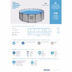 Bestway 5619D piscina fuori terra Piscina con bordi Piscina rotonda 15232 L Grigio - Vista aggiuntiva 6
