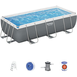Piscina fuori terra con struttura rettangolare Bestway power steel' con pompa, filtro e scaletta grigio scuro 404x201x100 cm - cod. 56441-new.