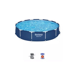 Piscina fuori terra con struttura rotonda Bestway steel pro' con pompa e filtro a cartuccia blu navy 366x76 cm - cod. 56681-new