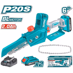 Con 2 Tensione: 20 V; Lunghezza della barra: 6" Con Catena + Barra per motosega; Con 2 batterie da 2,0 Ah; Con 1 caricabatter ...