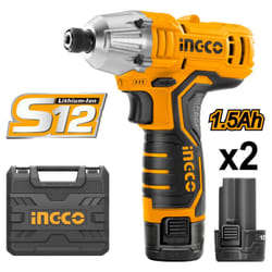 Ingco - Avvitatore impulsi a batteria percussione da 12 v + 2 batterie e valigettaNGCO