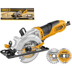 Ingco - Mini sega circolare 750 w a filo Taglio Legno Piastrelle 45° 90° 2 dischi MFS1251