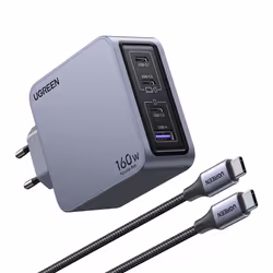 Ugreen Nexode Pro 160W GaN Charger with USB-C Cable Universale Nero, Grigio AC Ricarica rapida Interno - Vista aggiuntiva 4