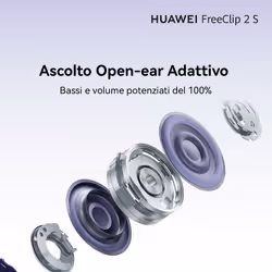 Huawei FreeClip 2 S Blu, cuffie open-ear con design innovativo e in colorazione argento. Compatibili con iOS, Android e Windows. Fino a 38 ore di autonomia. - Vista aggiuntiva 4