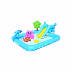 Piscina gonfiabile in vinile multicolore, con valvola di sicurezza autobloccante e spruzzatore d'acqua. Capacità 308l; dimens ...