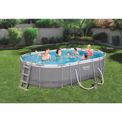 Bestway Power Steel 56448 piscina fuori terra Piscina con bordi Piscina ovale 10949 L Blu, Grigio - Vista aggiuntiva 5