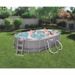 Bestway Power Steel Piscina Ovale mis 427x250xh100 cm - colore grigio - con pompa filtro e scaletta di sicurezza - Vista aggiuntiva 5