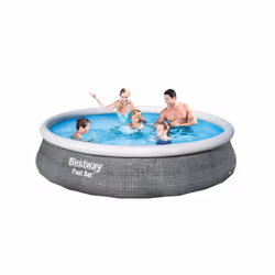 Bestway Fast Set Piscina Autoportante Rotonda mis. 396xh84 cm - colore effetto rattan - con pompa a filtro - Vista aggiuntiva 4