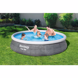 Bestway Fast Set Piscina Autoportante Rotonda mis. 396xh84 cm - colore effetto rattan - con pompa a filtro - Vista aggiuntiva 5