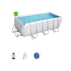 Bestway - Piscina fuori terra rettangolare power steel 412x201x122 cm con pompa a sabbia e scaletta