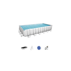 56475 power steel piscina fuori terra rettangolare 732 x 366 x 132 cm, kit completo con filtro a sabbia, colore grigio - Bestway