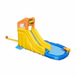Bestway Piscina parco acquatico, mis. 435x286x267 cm, scivolo d'acqua, corda di arrampicata, cannone d'acqua, parete per arrampicarsi, include soffiatore d'aria, picchetti di ancoraggio, borsa per il trasporto - Vista aggiuntiva 5