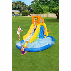 Bestway Piscina parco acquatico, mis. 435x286x267 cm, scivolo d'acqua, corda di arrampicata, cannone d'acqua, parete per arrampicarsi, include soffiatore d'aria, picchetti di ancoraggio, borsa per il trasporto - Vista aggiuntiva 6