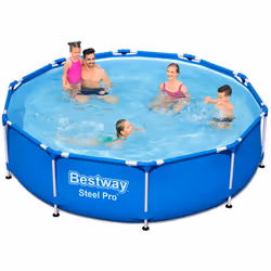 BESTWAY PISCINA FUORI TERRA STEEL PRO TONDA Ø 305 X 76 CM Facile d'assemblare ed accessibile a tutti. dotata di un robusto te ...