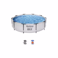 BESTWAY PISCINA FUORI TERRA STEEL PRO MAX TONDA Ø 305 X 76 CM BIANCA Estremamente solida e facile da assemblare. la piscina S ...