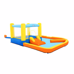 Bestway Piscina parco acquatico beach bounger mis.365x340x152 cm, poliestere rivestito in PVC, mini scivolo a una corsia, spruzzatore d'acqua, include soffiatore d'aria, picchetti per l'ancoraggio, borsa per il trasporto - Vista aggiuntiva 4
