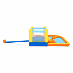 Bestway Piscina parco acquatico beach bounger mis.365x340x152 cm, poliestere rivestito in PVC, mini scivolo a una corsia, spruzzatore d'acqua, include soffiatore d'aria, picchetti per l'ancoraggio, borsa per il trasporto - Vista aggiuntiva 6