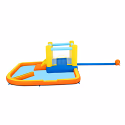 Bestway Piscina parco acquatico beach bounger mis.365x340x152 cm, poliestere rivestito in PVC, mini scivolo a una corsia, spruzzatore d'acqua, include soffiatore d'aria, picchetti per l'ancoraggio, borsa per il trasporto - Vista aggiuntiva 7
