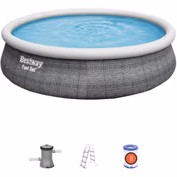 Le piscine fuori terra autoportanti fast set™ sono le più veloci da montare, perché basterà gonfiare l'anello superiore e rie ...